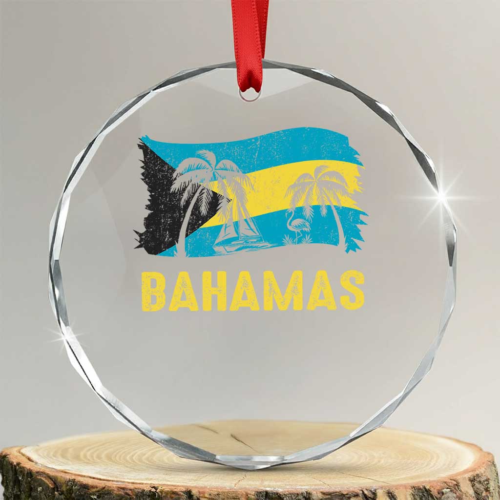 Bahamas Flag Crystal Glass Ornament Tropical Island Palm Trees Bahamian Gifts TS10 Transparent Glass 3'' Circle Print Your Wear