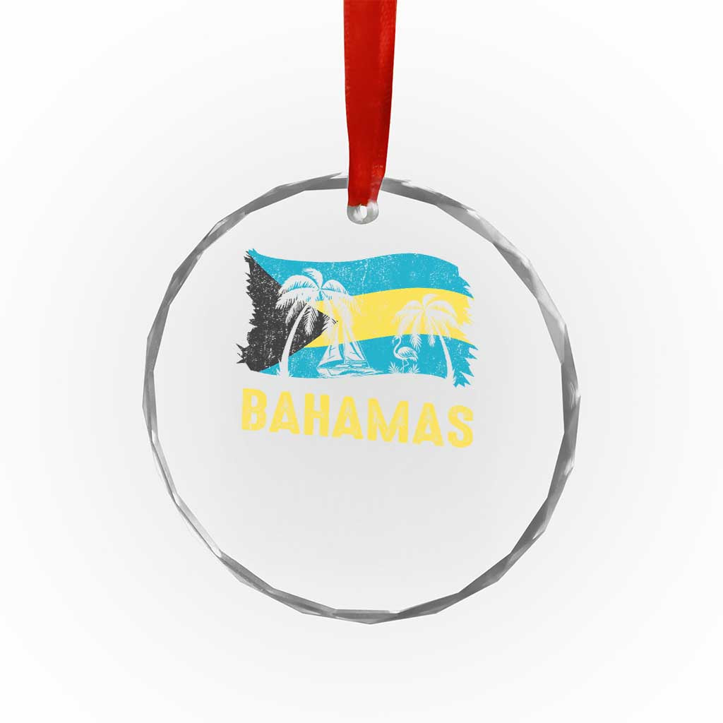 Bahamas Flag Crystal Glass Ornament Tropical Island Palm Trees Bahamian Gifts TS10 Transparent Glass 3'' Circle Print Your Wear