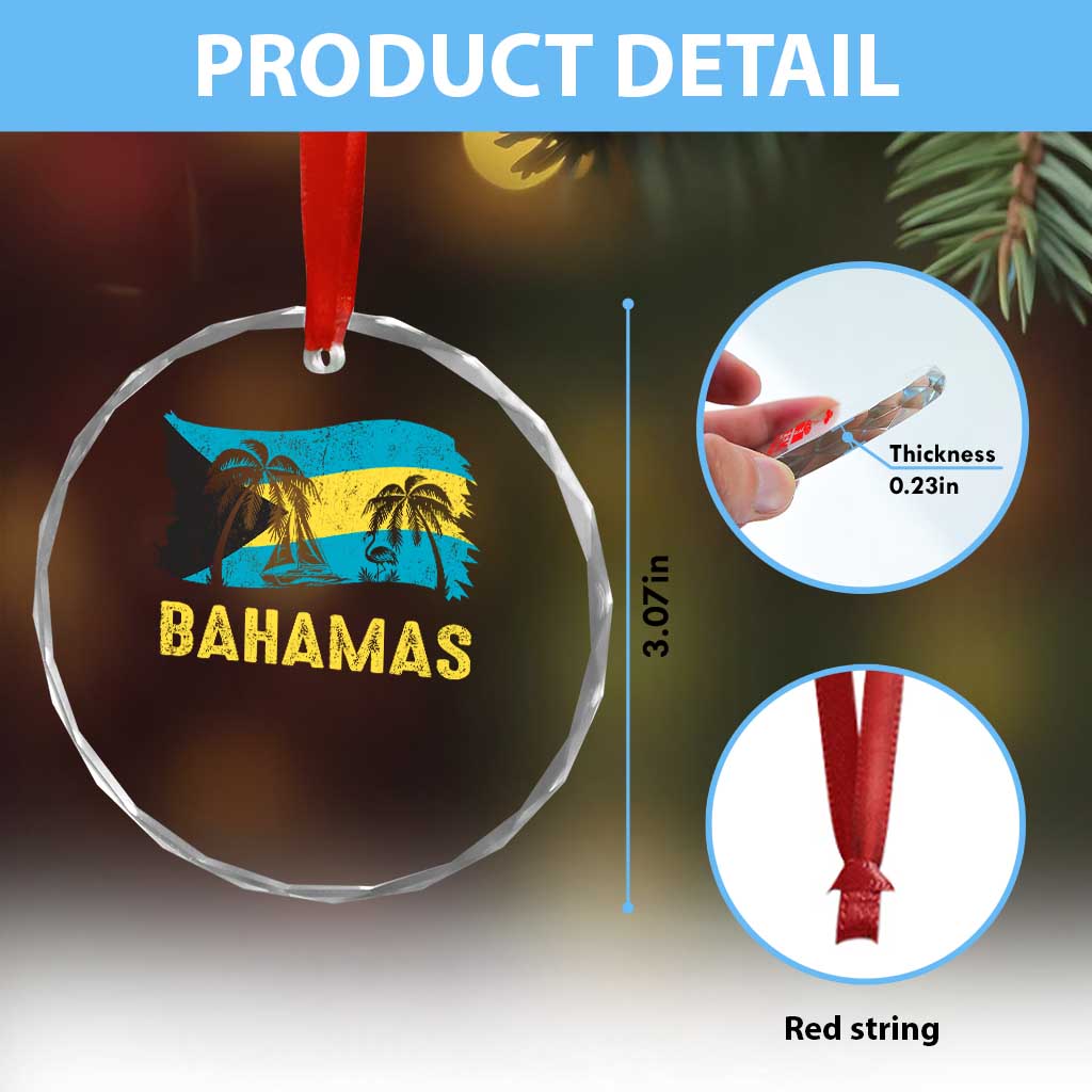 Bahamas Flag Crystal Glass Ornament Tropical Island Palm Trees Bahamian Gifts TS10 Print Your Wear