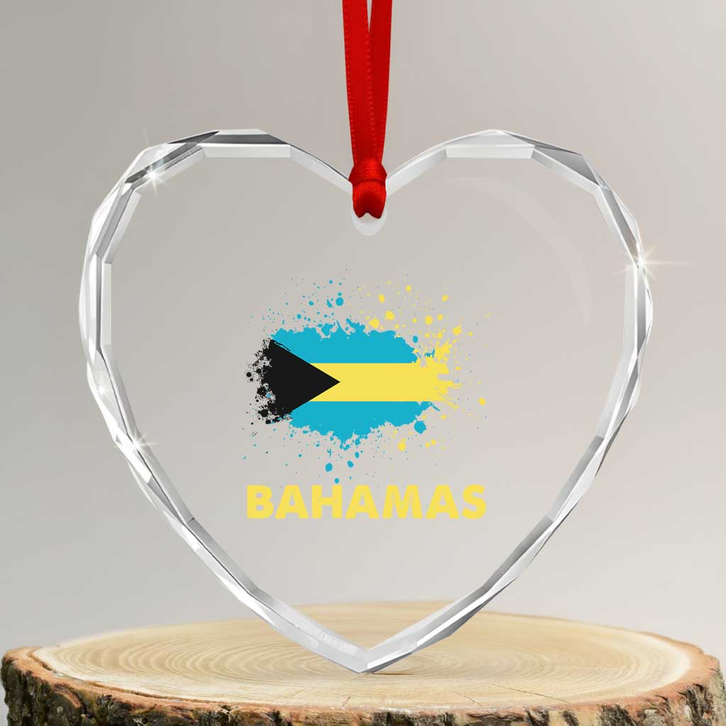 Bahamas Flag Heart Crystal Glass Ornament Retro Vintage Watercolors Sport Bahamian Gifts TS10 Transparent Glass 3'' Heart Print Your Wear