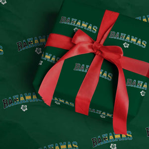 Bahamas Flag Wrapping Paper Roll Caribbean Hibiscus Flower Beach Summer Vacation TS10 Green Print Your Wear