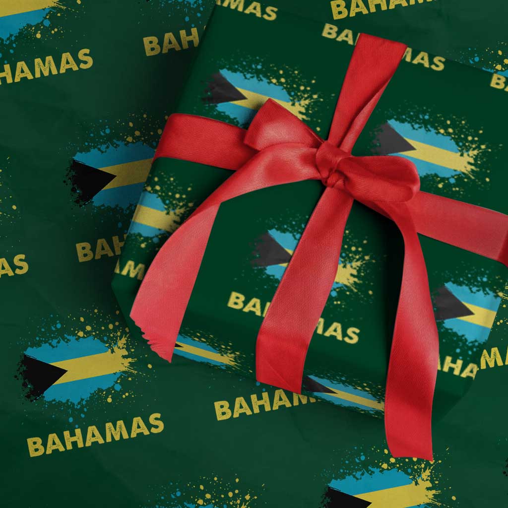 Bahamas Flag Wrapping Paper Roll Retro Vintage Watercolors Sport Bahamian Gifts TS10 Green Print Your Wear