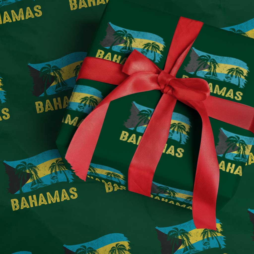 Bahamas Flag Wrapping Paper Roll Tropical Island Palm Trees Bahamian Gifts TS10 Green Print Your Wear