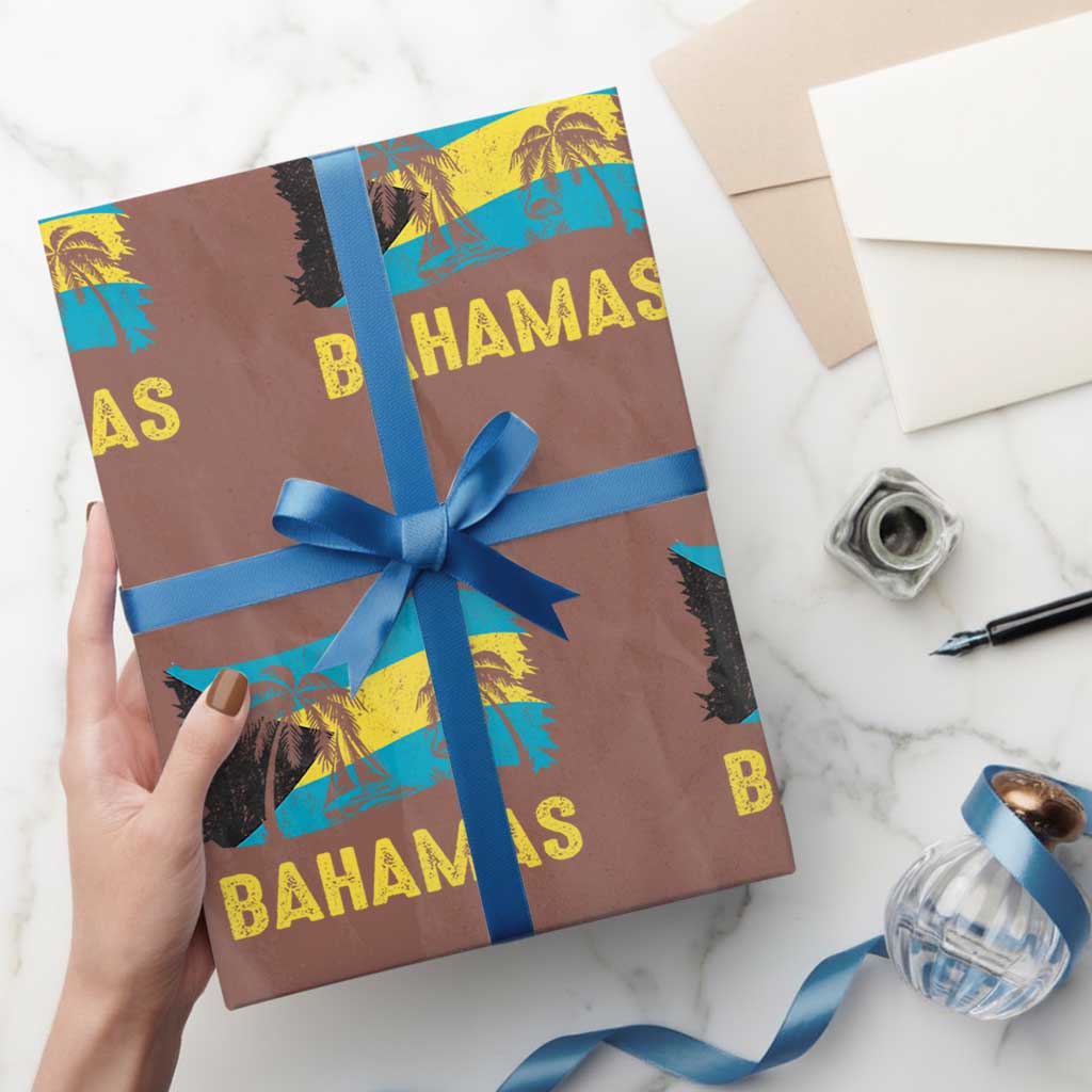 Bahamas Flag Wrapping Paper Roll Tropical Island Palm Trees Bahamian Gifts TS10 Mocha Print Your Wear