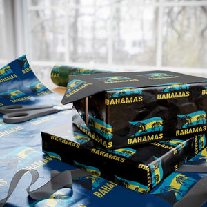 Bahamas Flag Wrapping Paper Roll Tropical Island Palm Trees Bahamian Gifts TS10 Black Print Your Wear