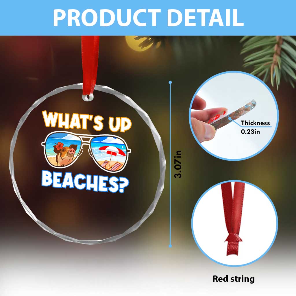 Bahamas Swimming Pigs Crystal Glass Ornament Pig Swim Caribbean Beach Summer Vacation TS10 Print Your Wear