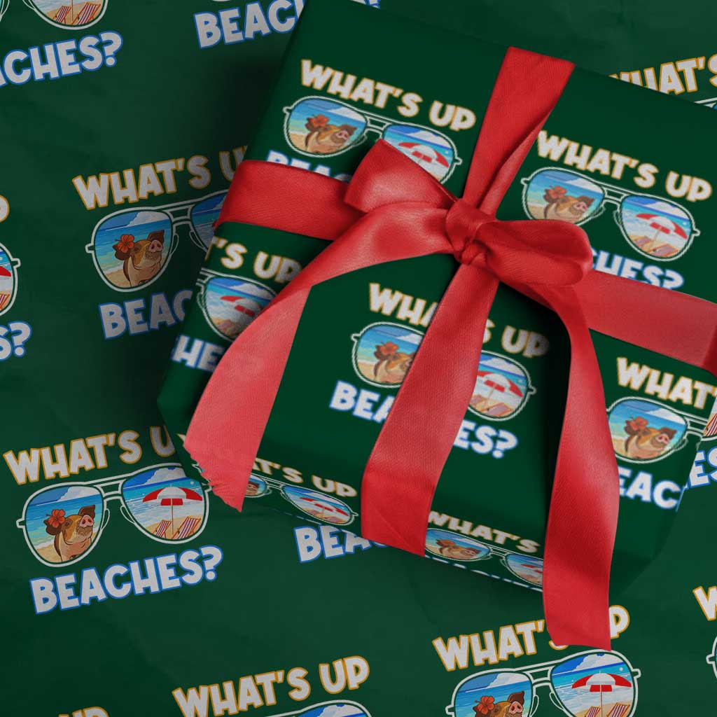Bahamas Swimming Pigs Wrapping Paper Roll Pig Swim Caribbean Beach Summer Vacation TS10 Green Print Your Wear