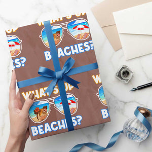 Bahamas Swimming Pigs Wrapping Paper Roll Pig Swim Caribbean Beach Summer Vacation TS10 Mocha Print Your Wear