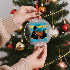 Bahamian Girl Crystal Glass Ornament Melanin Afro Messy Bun Black Woman Bahamas Flag TS10 Print Your Wear