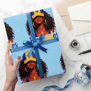 Bajan Girl Wrapping Paper Roll Barbados Flag Caribbean Heritage Pride Graphic Gift TS10 Light Blue Print Your Wear