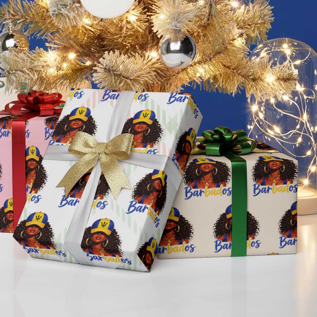 Bajan Girl Wrapping Paper Roll Barbados Flag Caribbean Heritage Pride Graphic Gift TS10 Print Your Wear