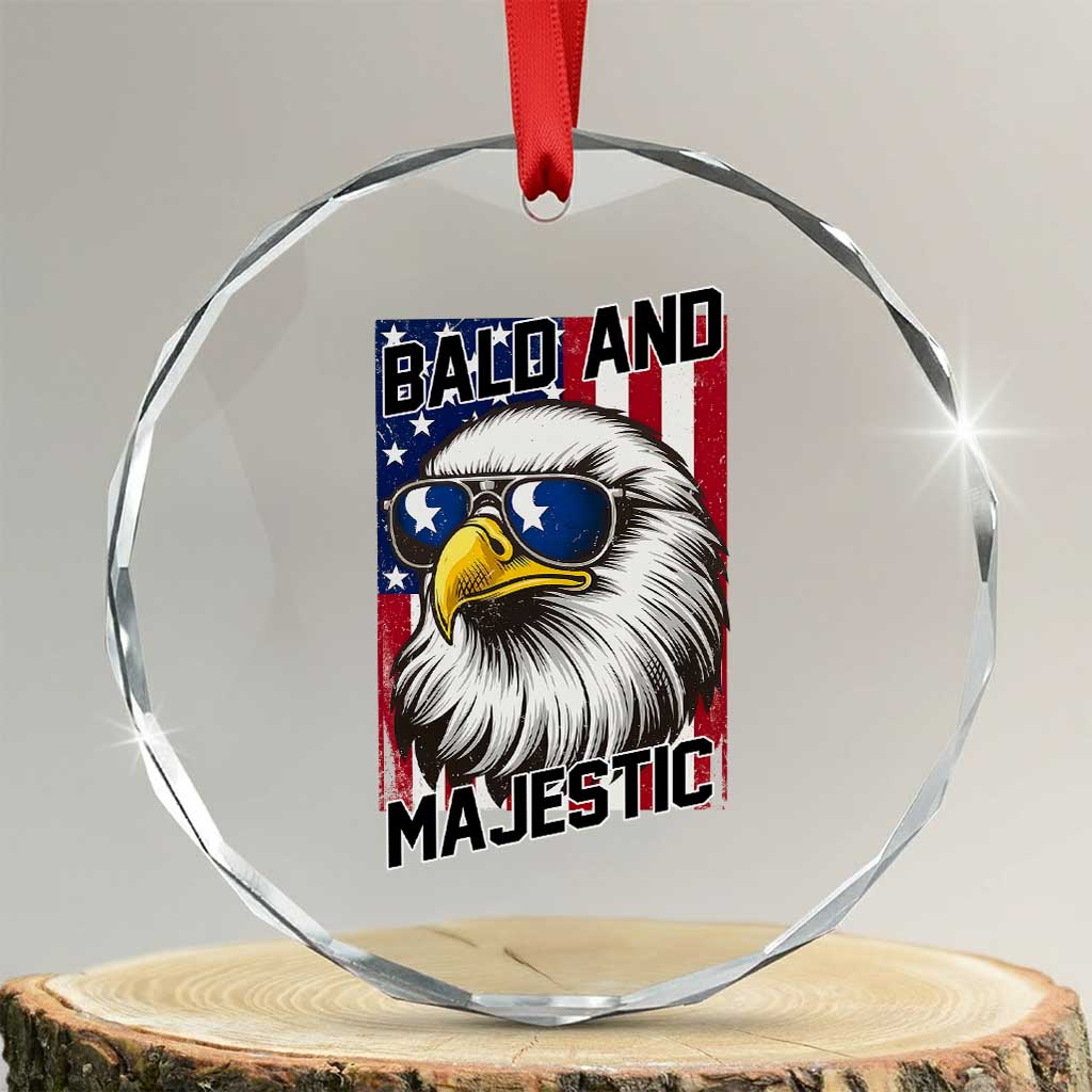 Bald and Majestic Crystal Glass Ornament Patriotic Bald Eagle 4th Of July TS14 Transparent Glass 3'' Circle Print Your Wear