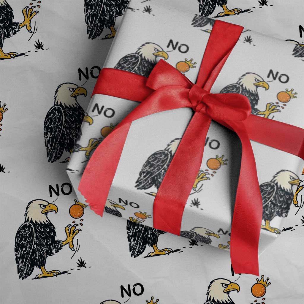 Bald Eagle No Kings In America Wrapping Paper Roll No Orange We The People Patriotic Political Statement TS02 White Print Your Wear
