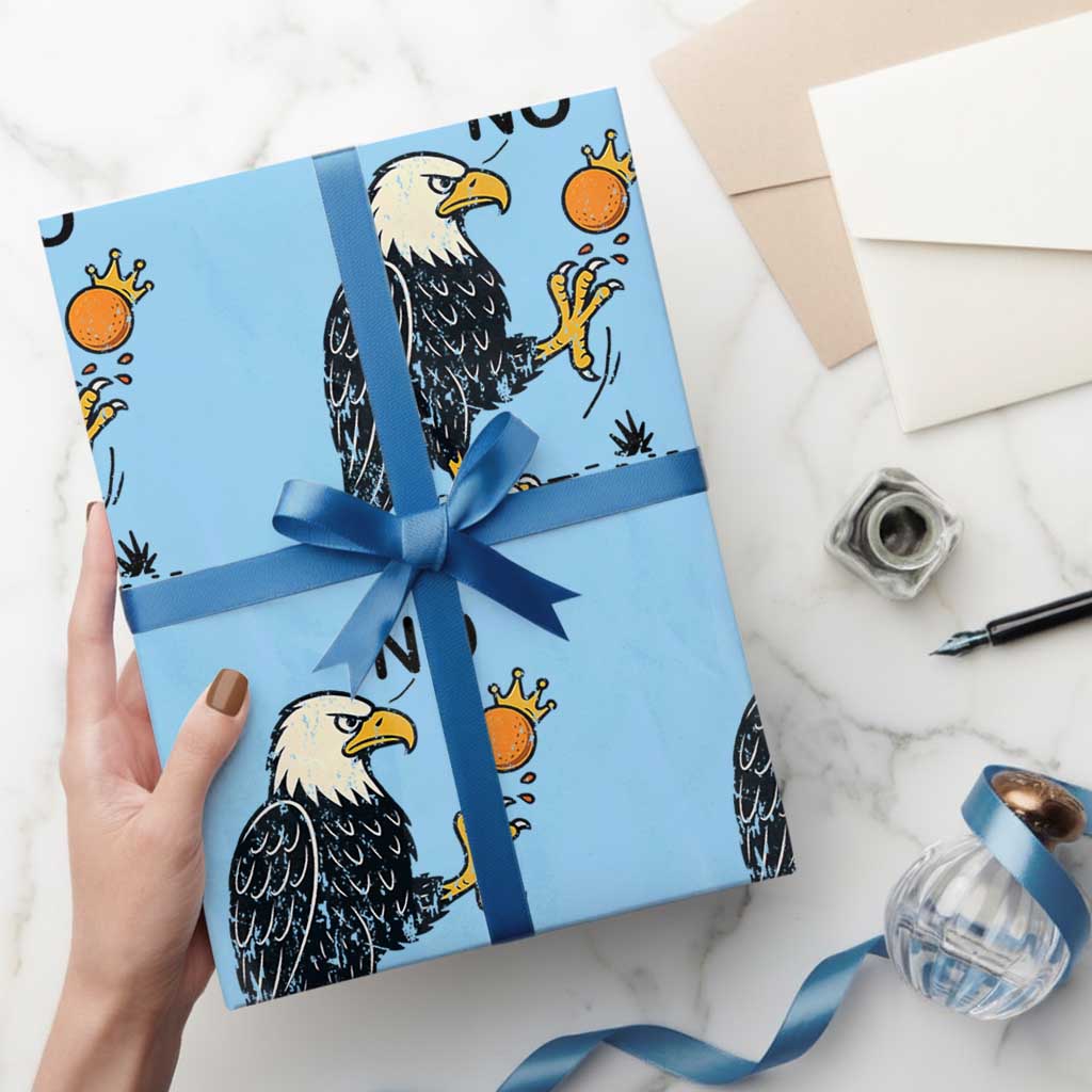 Bald Eagle No Kings In America Wrapping Paper Roll No Orange We The People Patriotic Political Statement TS02 Light Blue Print Your Wear