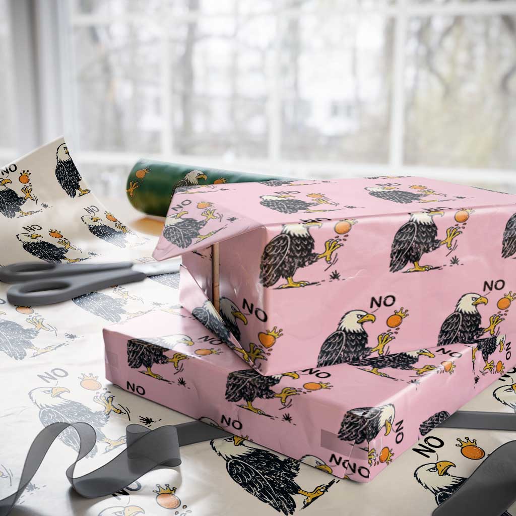 Bald Eagle No Kings In America Wrapping Paper Roll No Orange We The People Patriotic Political Statement TS02 Light Pink Print Your Wear