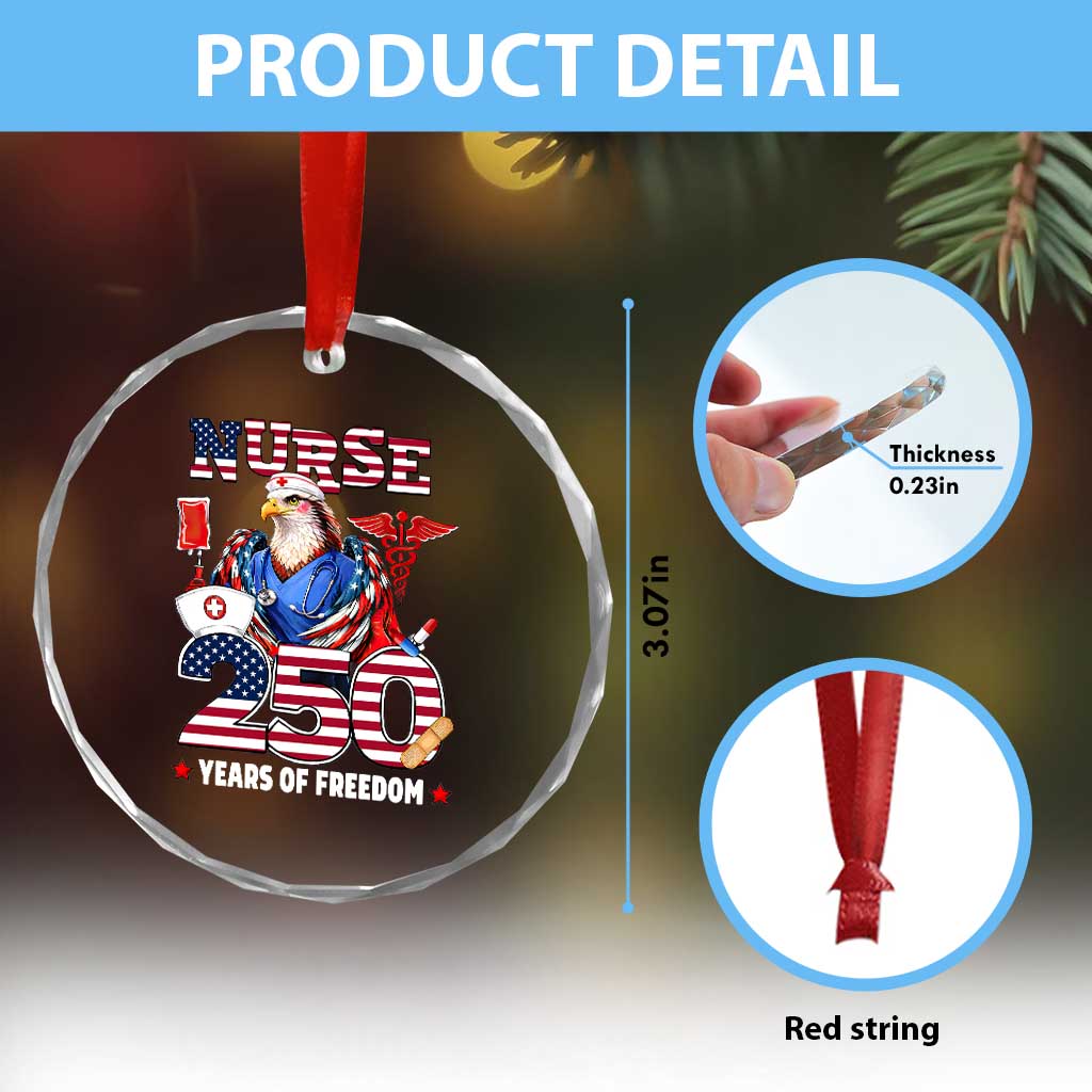 Bald Eagle Nurse 250 Years Of Freedom Crystal Glass Ornament Patriotic American Nurse Gift TS12 Print Your Wear