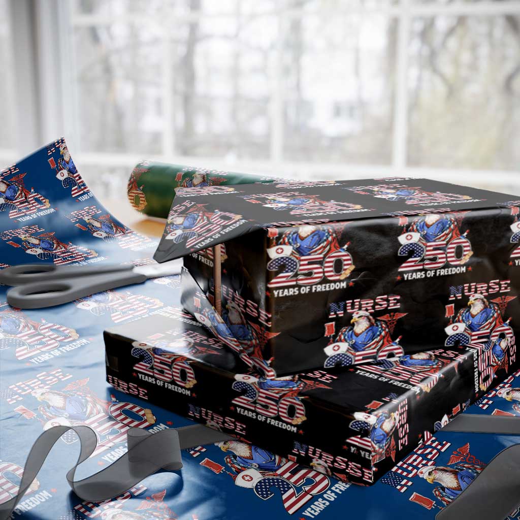 Bald Eagle Nurse 250 Years Of Freedom Wrapping Paper Roll Patriotic American Nurse Gift TS12 Black Print Your Wear