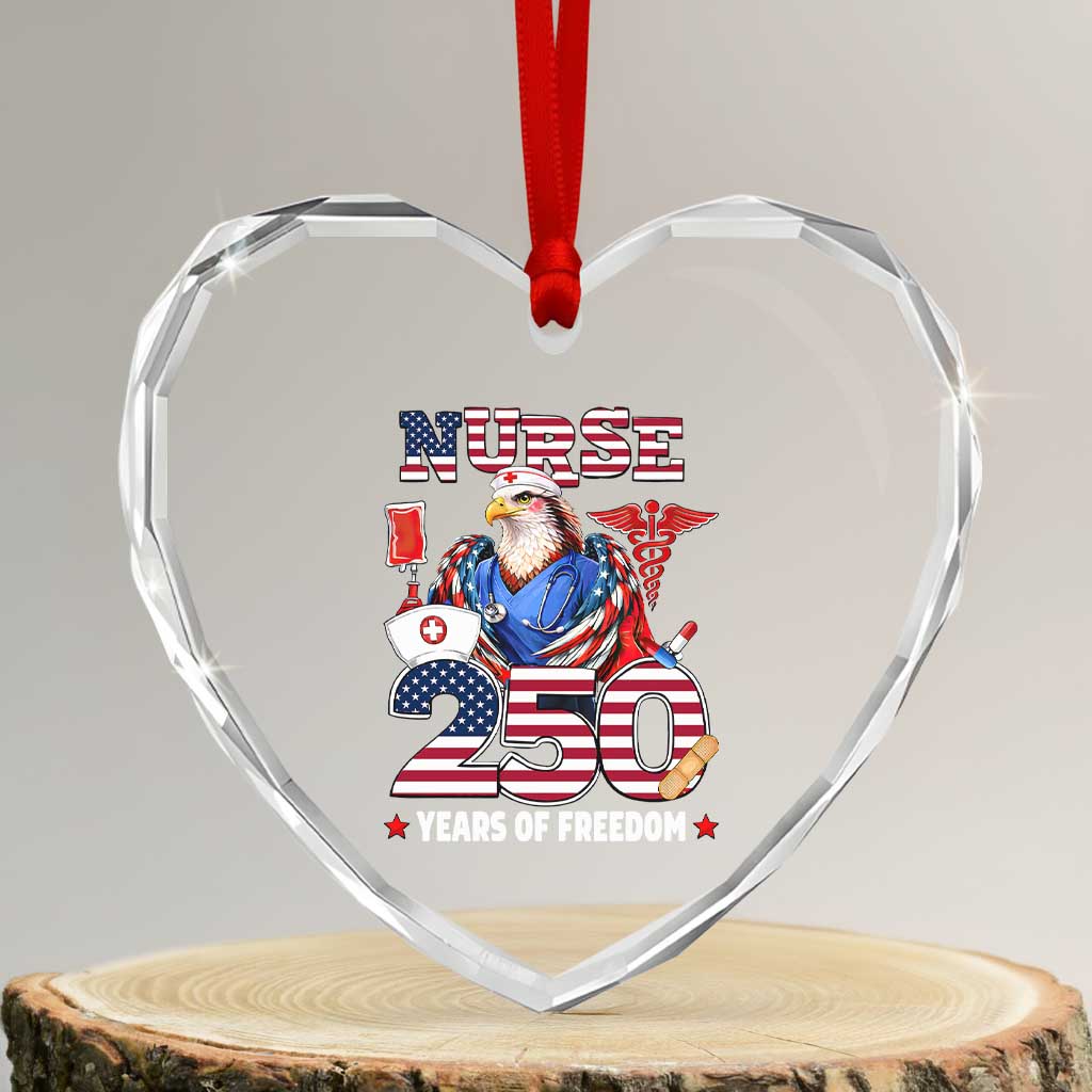 Bald Eagle Nurse 250 Years Of Freedom Heart Crystal Glass Ornament Patriotic American Nurse Gift TS12 Transparent Glass 3'' Heart Print Your Wear