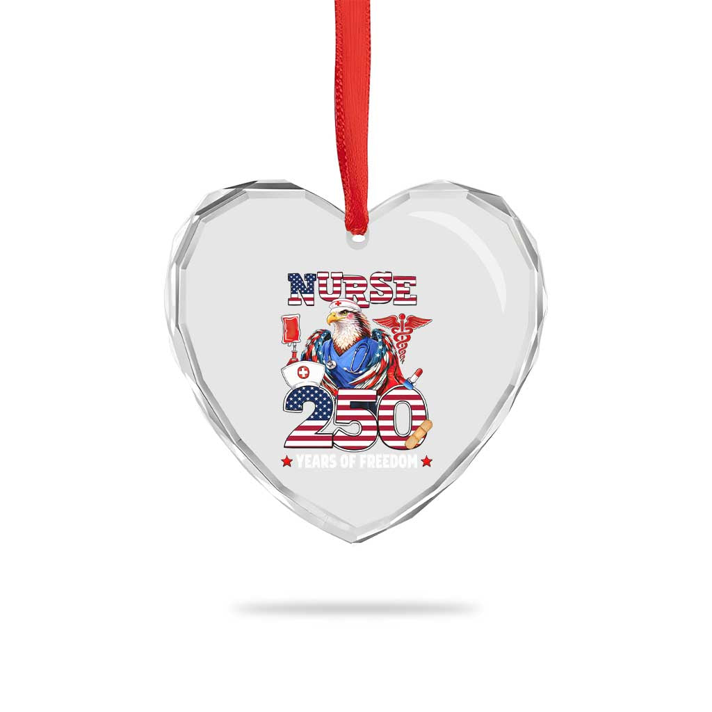 Bald Eagle Nurse 250 Years Of Freedom Heart Crystal Glass Ornament Patriotic American Nurse Gift TS12 Print Your Wear