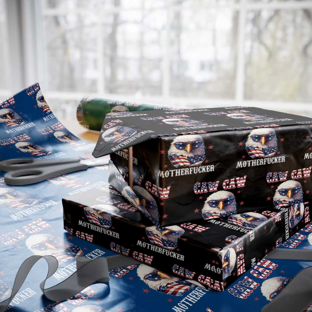 Bald Eagle Patriotic Wrapping Paper Roll Caw Caw Motherfucker American Flag TS10 Black Print Your Wear