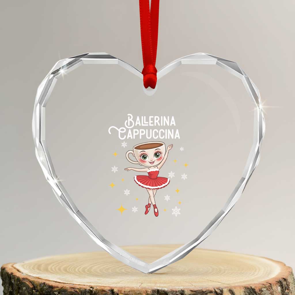 Ballerina Cappuccina Christmas Heart Crystal Glass Ornament Italian Brainrot Meme TS14 Transparent Glass 3'' Heart Print Your Wear
