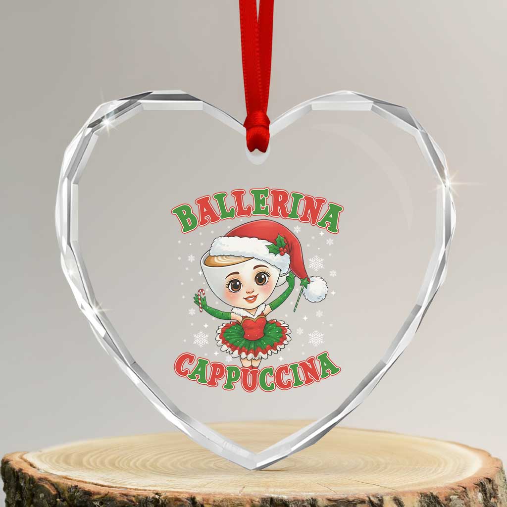 Ballerina Cappuccina Heart Crystal Glass Ornament Funny Italian Brainrot Meme Christmas Gift TS12 Transparent Glass 3'' Heart Print Your Wear