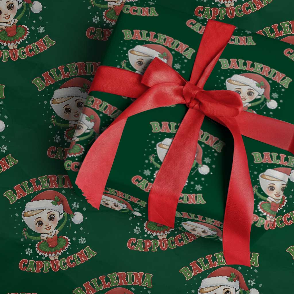 Ballerina Cappuccina Wrapping Paper Roll Funny Italian Brainrot Meme Christmas Gift TS12 Green Print Your Wear