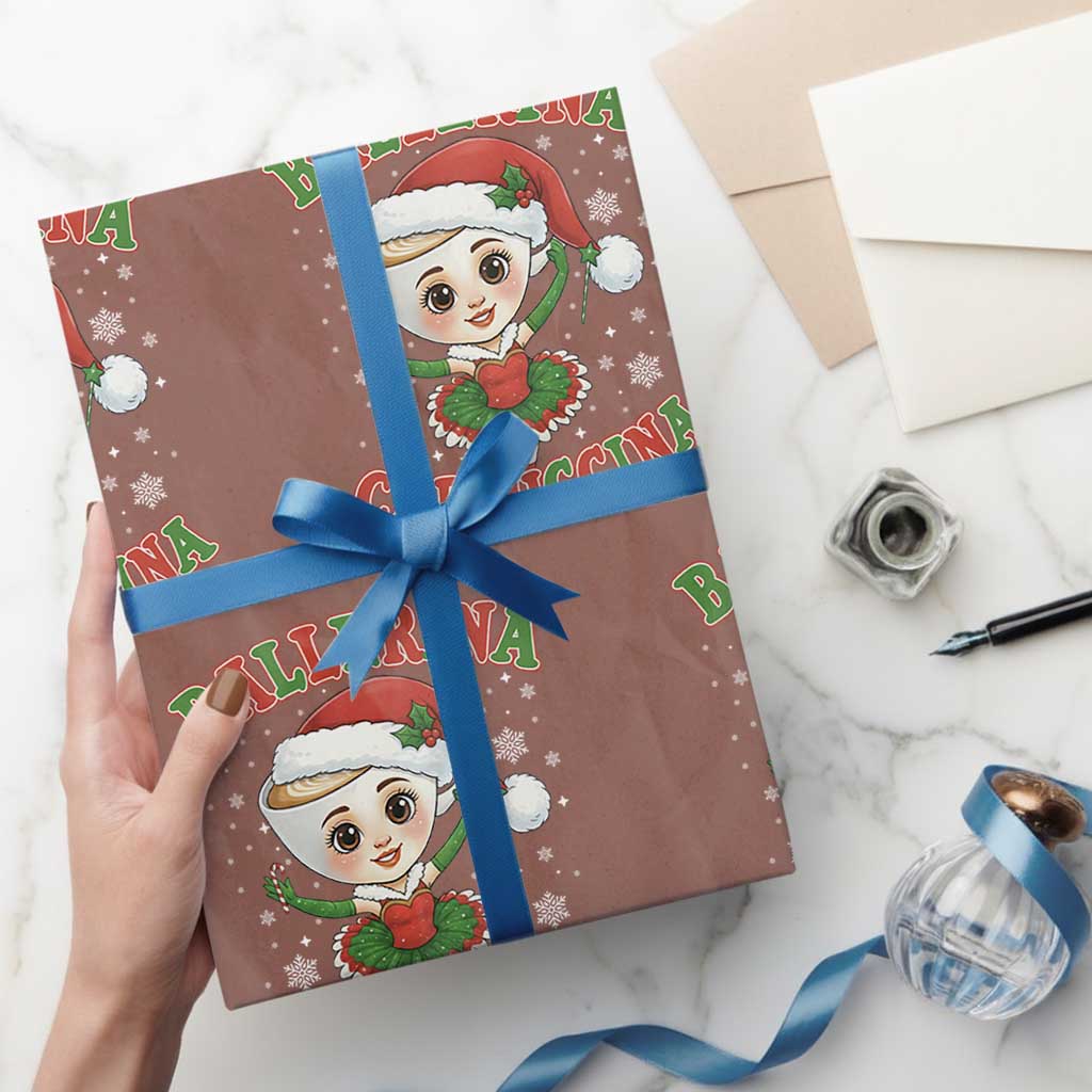 Ballerina Cappuccina Wrapping Paper Roll Funny Italian Brainrot Meme Christmas Gift TS12 Mocha Print Your Wear