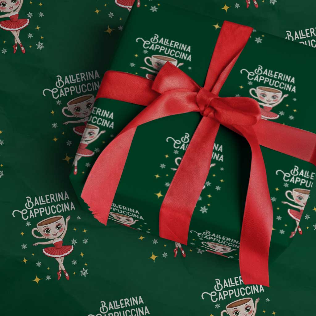 Ballerina Cappuccina Xmas Wrapping Paper Roll Italian Brainrot Meme TS14 Green Print Your Wear
