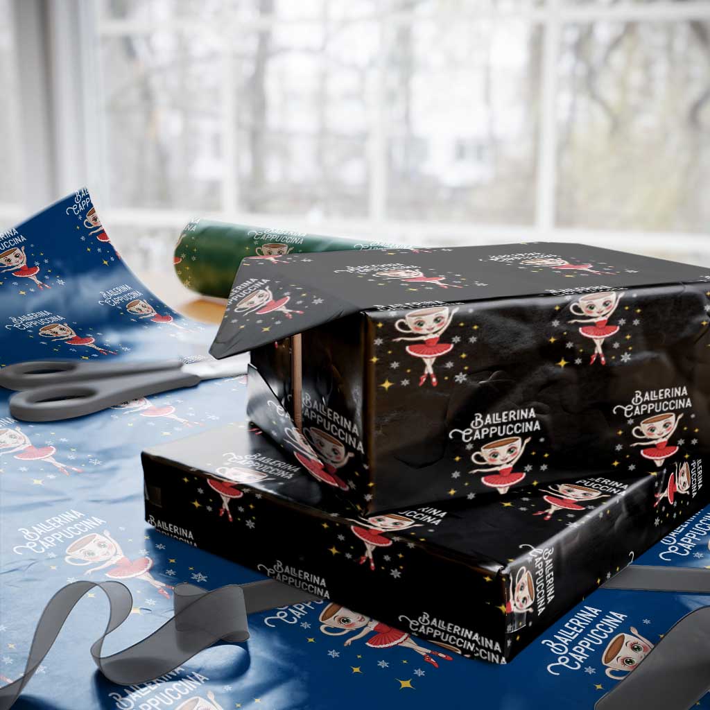 Ballerina Cappuccina Xmas Wrapping Paper Roll Italian Brainrot Meme TS14 Black Print Your Wear