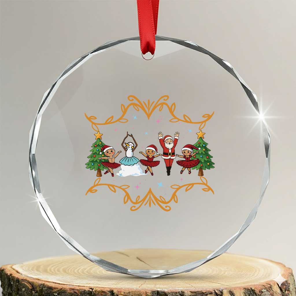 Ballet Lover Xmas Crystal Glass Ornament Funny Gingerbread Santa Snowman Dance TS12 Transparent Glass 3'' Circle Print Your Wear