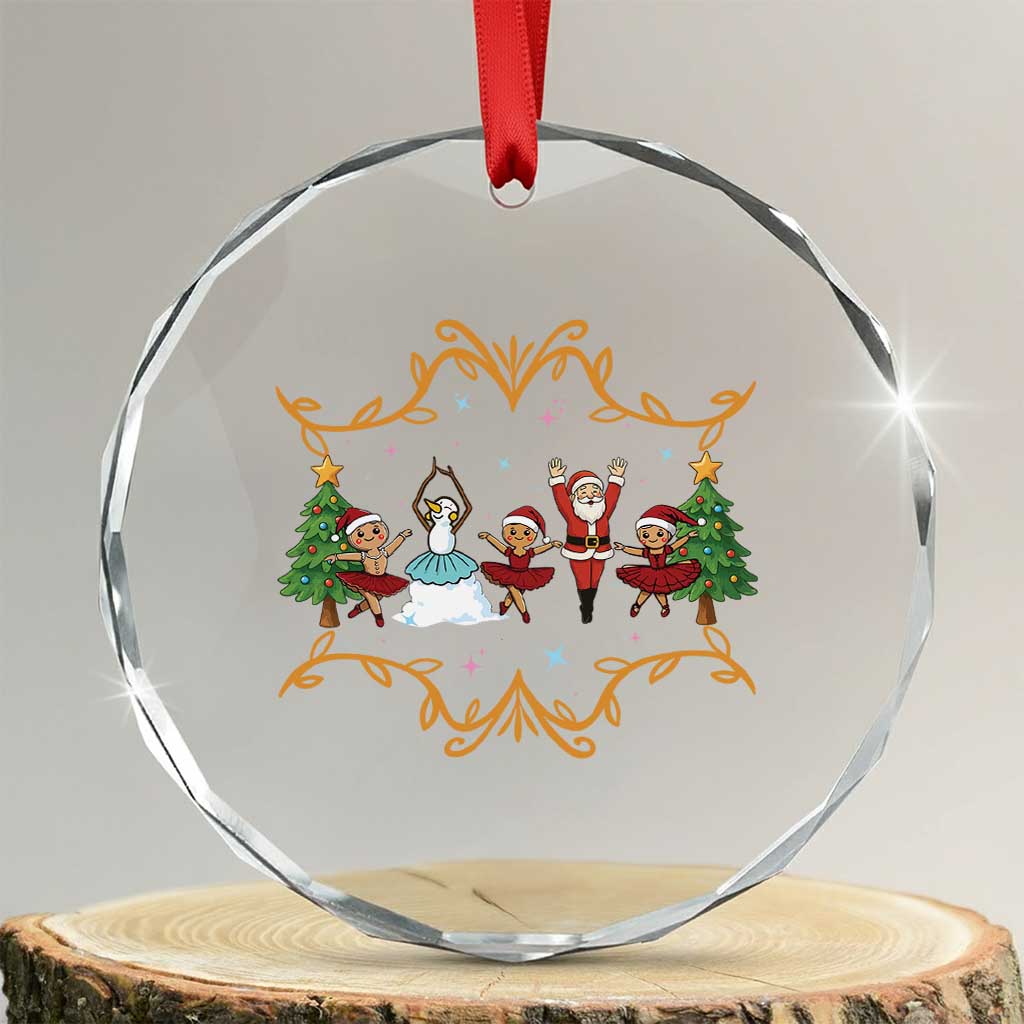 Ballet Lover Xmas Crystal Glass Ornament Funny Gingerbread Santa Snowman Dance TS12 Transparent Glass 3'' Circle Print Your Wear