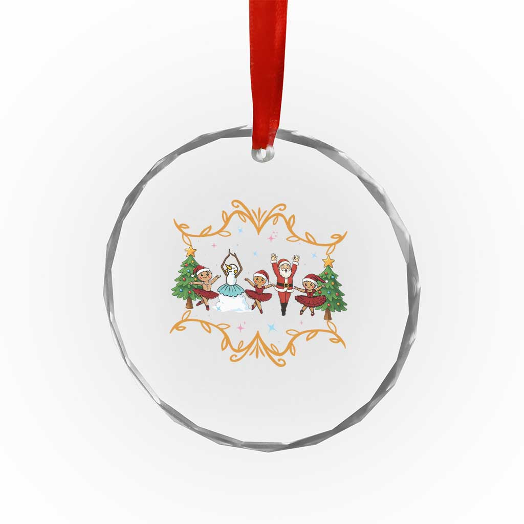 Ballet Lover Xmas Crystal Glass Ornament Funny Gingerbread Santa Snowman Dance TS12 Transparent Glass 3'' Circle Print Your Wear