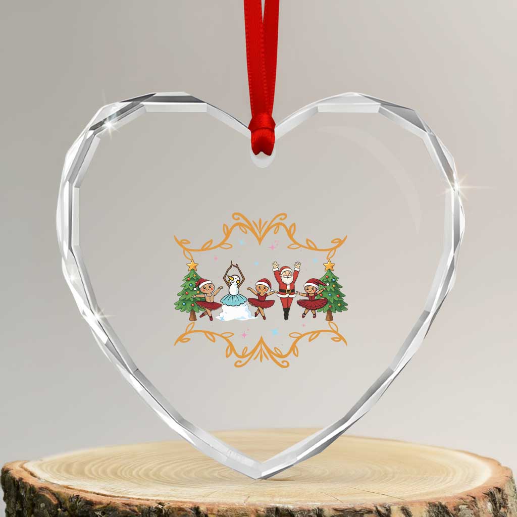 Ballet Lover Xmas Heart Crystal Glass Ornament Funny Gingerbread Santa Snowman Dance TS12 Transparent Glass 3'' Heart Print Your Wear