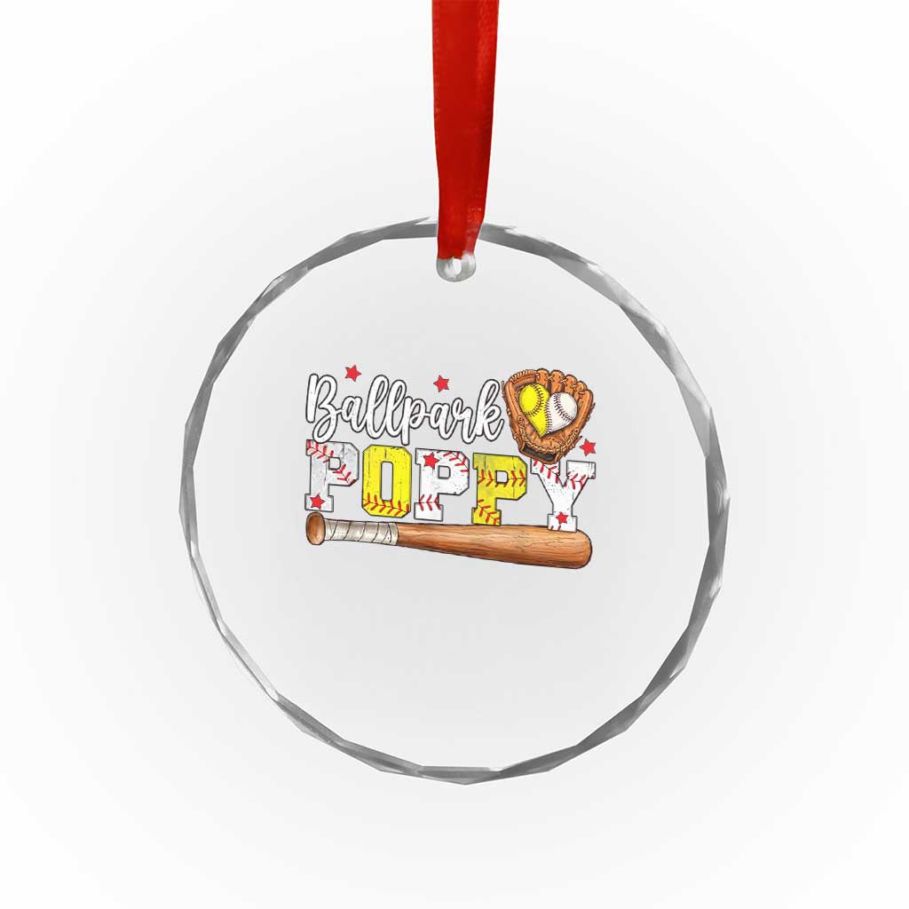 Ballpark Poppy Baseball and Softball Grandpa Crystal Glass Ornament Sports Grandfather Game Day Birthday Gifts