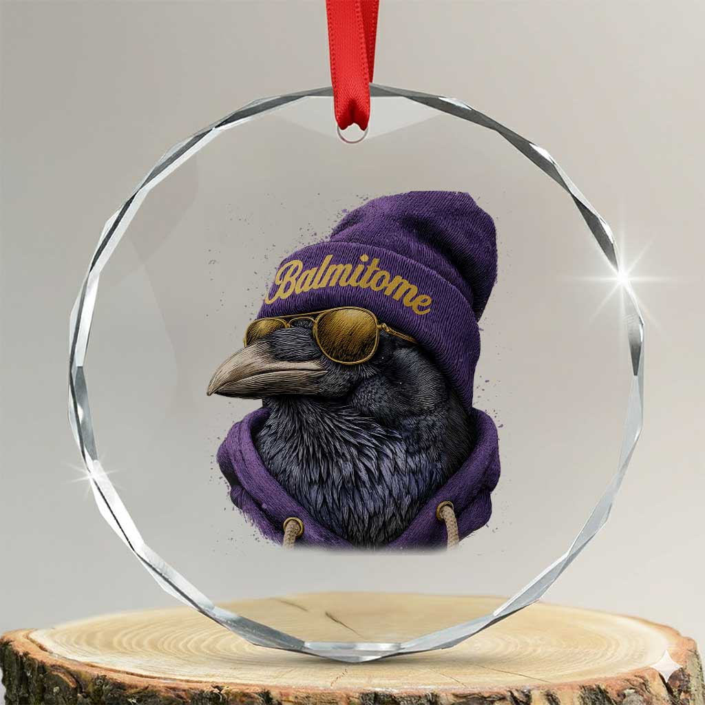 Baltimore Crystal Glass Ornament Vintage Maryland Edgar Allan Poe Raven Game Day TS10 Transparent Glass 3'' Circle Print Your Wear