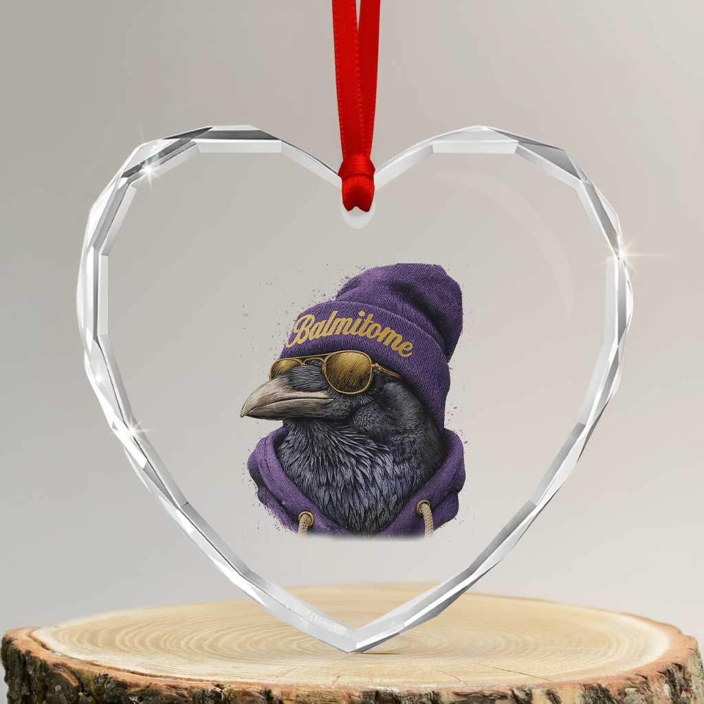 Baltimore Heart Crystal Glass Ornament Vintage Maryland Edgar Allan Poe Raven Game Day TS10 Transparent Glass 3'' Heart Print Your Wear