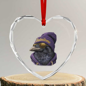Baltimore Heart Crystal Glass Ornament Vintage Maryland Edgar Allan Poe Raven Game Day TS10 Transparent Glass 3'' Heart Print Your Wear