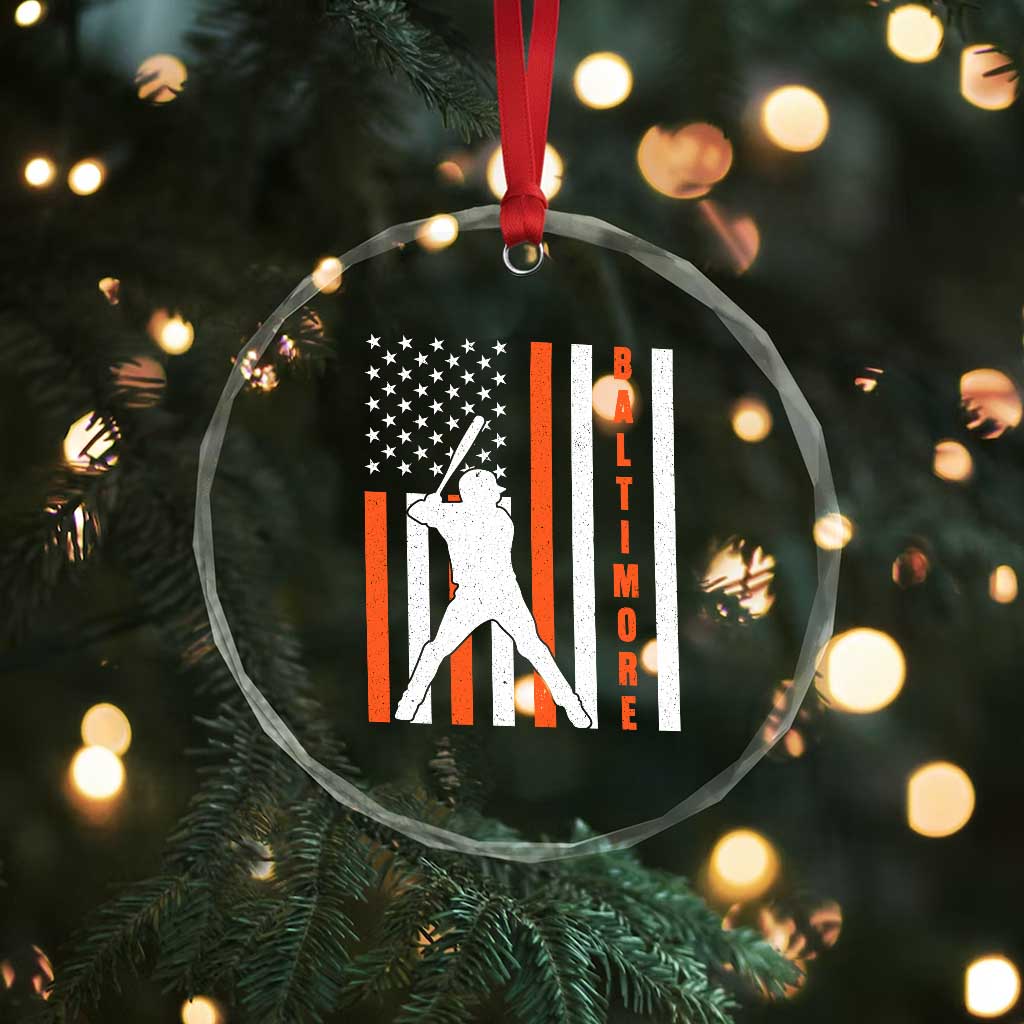 Baltimore Sport Baseball Fans Crystal Glass Ornament Cool Distressed US Flag Maryland TS10 Print Your Wear