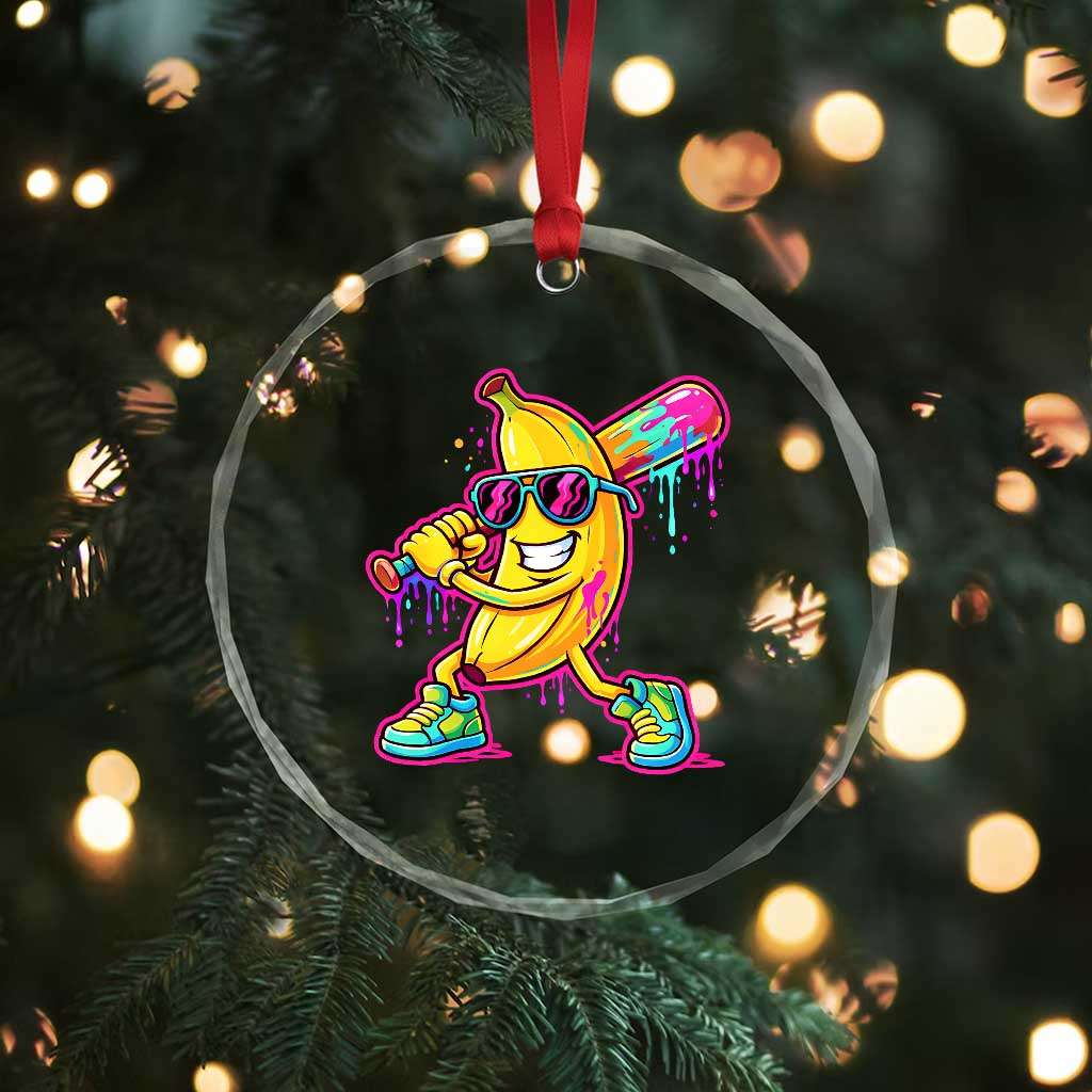 Banana Baseball Drip Crystal Glass Ornament Funny Baseball Drip Ice Cream Kids Youth Boys TS10 Print Your Wear