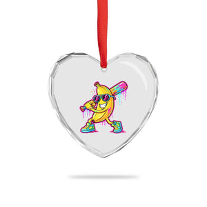 Banana Baseball Drip Heart Crystal Glass Ornament Funny Baseball Drip Ice Cream Kids Youth Boys TS10 Print Your Wear