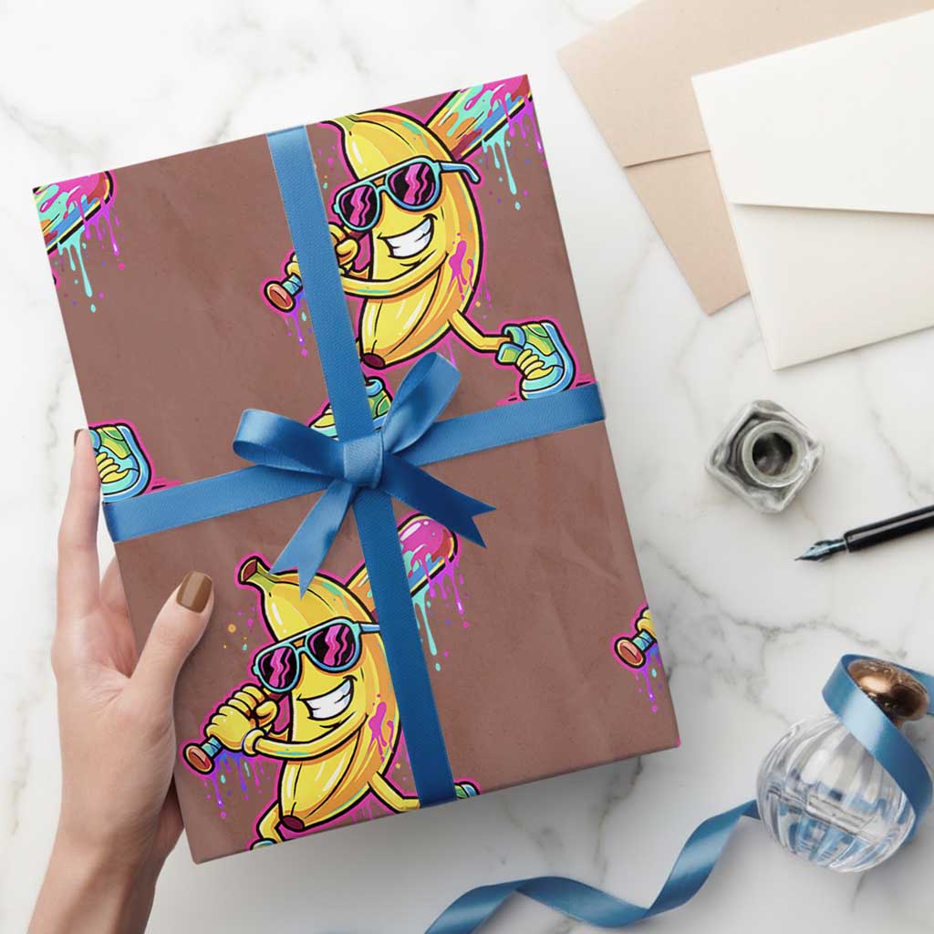 Banana Baseball Drip Wrapping Paper Roll Funny Baseball Drip Ice Cream Kids Youth Boys TS10 Mocha Print Your Wear