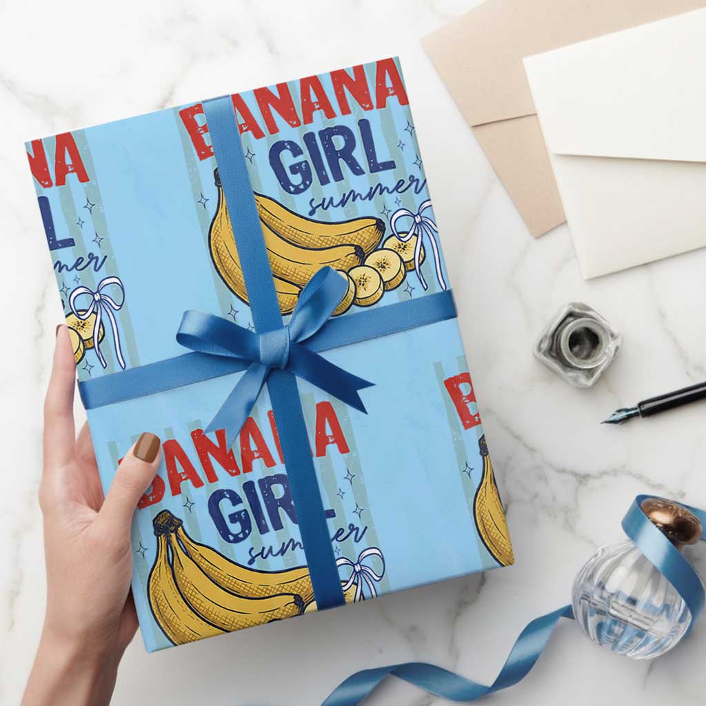 Banana Girl Summer Wrapping Paper Roll Summer Fruit Beach Vacation TS14 Light Blue Print Your Wear