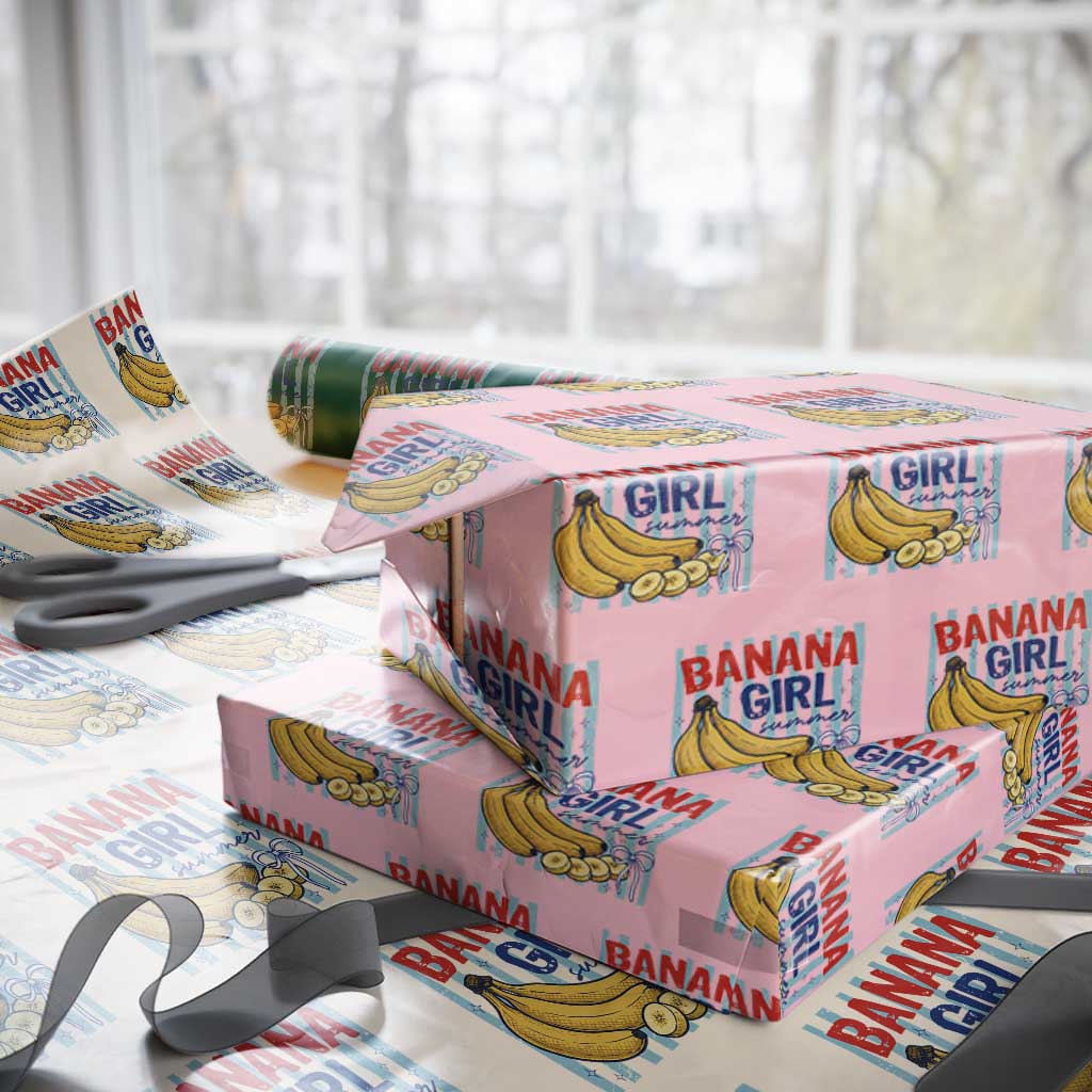 Banana Girl Summer Wrapping Paper Roll Summer Fruit Beach Vacation TS14 Light Pink Print Your Wear