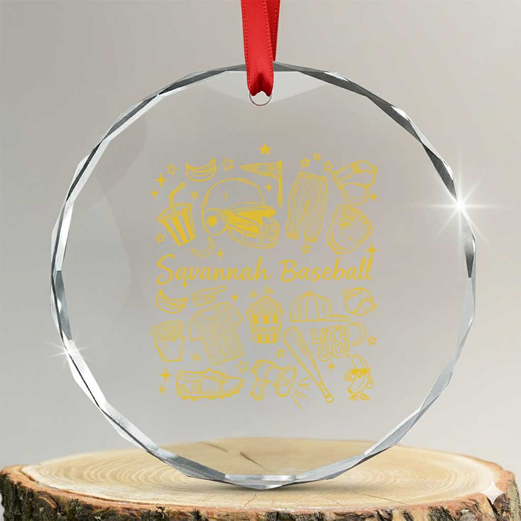 Bananas Baseball Crystal Glass Ornament Cute Trendy Banana Baseball Game Day Doodle TS10 Transparent Glass 3'' Circle Print Your Wear