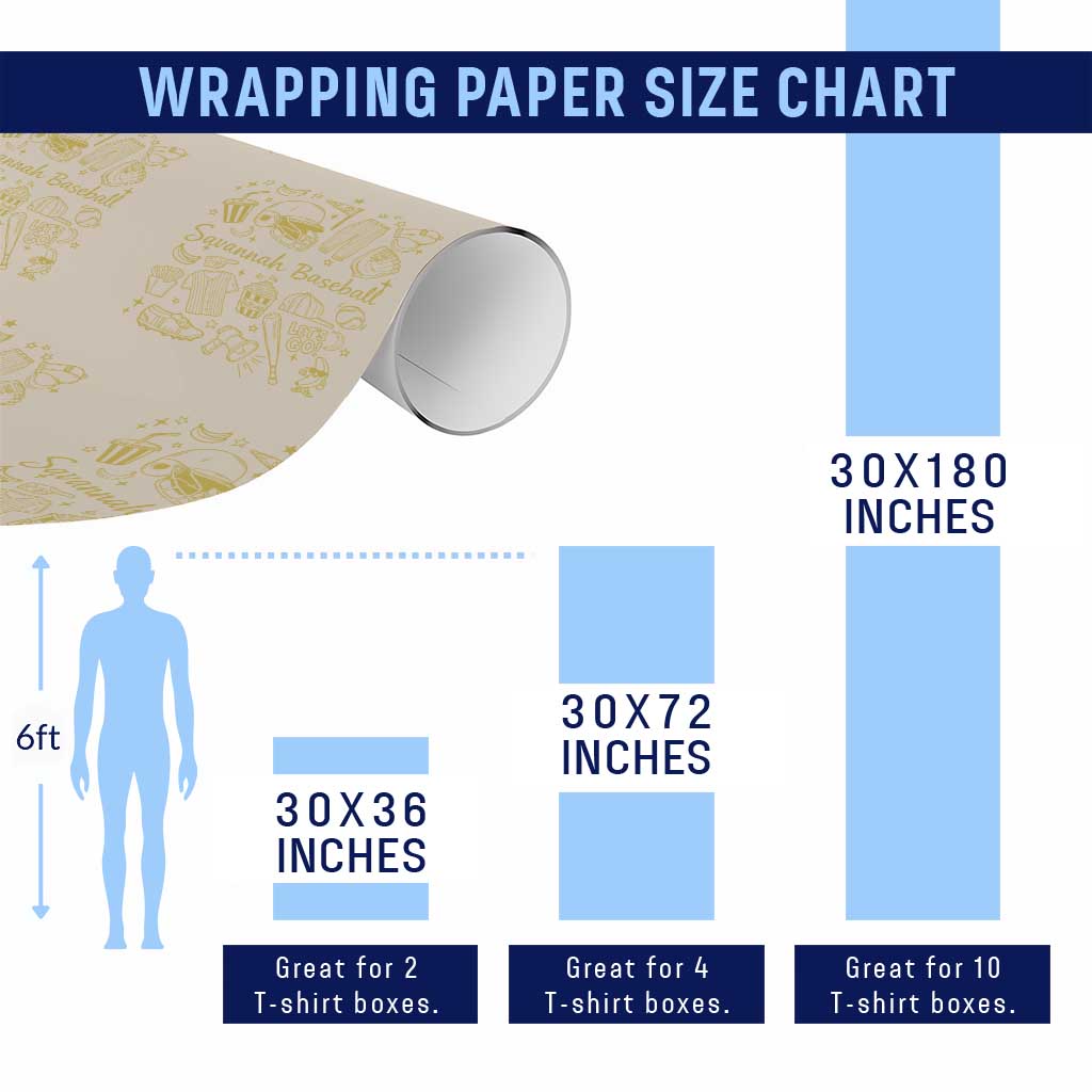 Bananas Baseball Wrapping Paper Roll Cute Trendy Banana Baseball Game Day Doodle TS10 Print Your Wear