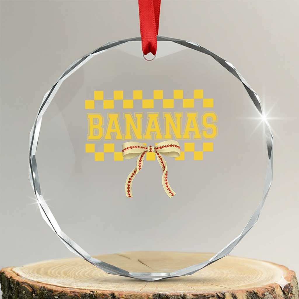 Bananas Coquette Bow Checkered Crystal Glass Ornament Women Girls Kids TS10 Transparent Glass 3'' Circle Print Your Wear