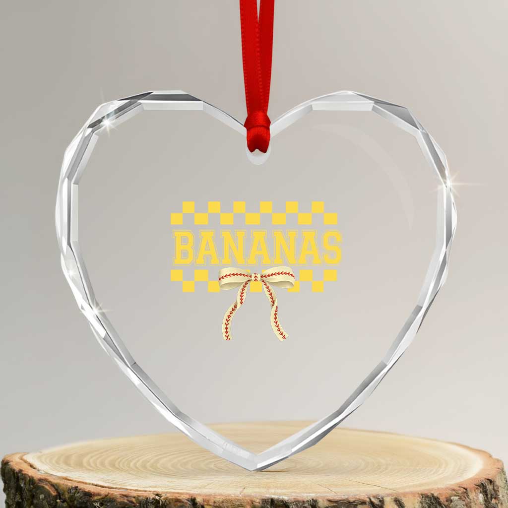 Bananas Coquette Bow Checkered Heart Crystal Glass Ornament Women Girls Kids TS10 Transparent Glass 3'' Heart Print Your Wear