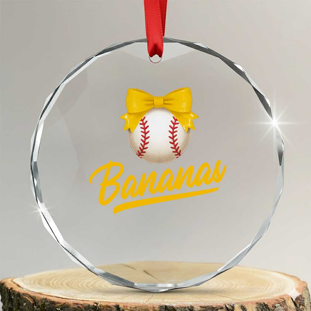Bananas Coquette Bow Crystal Glass Ornament Banana Retro Popular Fruit Humor Cute Girls Kids TS10 Transparent Glass 3'' Circle Print Your Wear