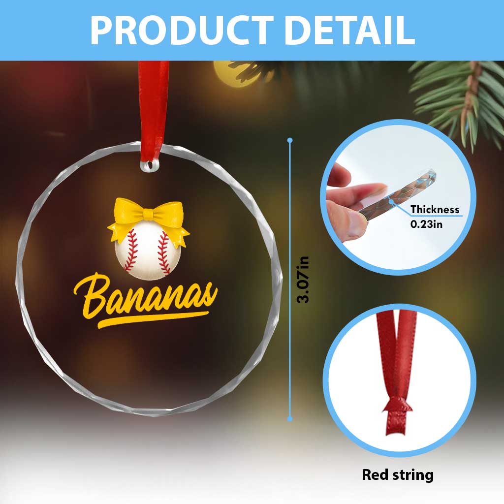 Bananas Coquette Bow Crystal Glass Ornament Banana Retro Popular Fruit Humor Cute Girls Kids TS10 Print Your Wear